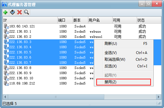 禁用代理服务器